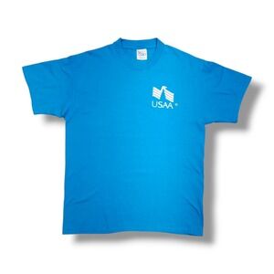 Vintage USAA Volunteer Corps‎ Blue Hanes BEEFY-T  T-Shirt Size L USA Made